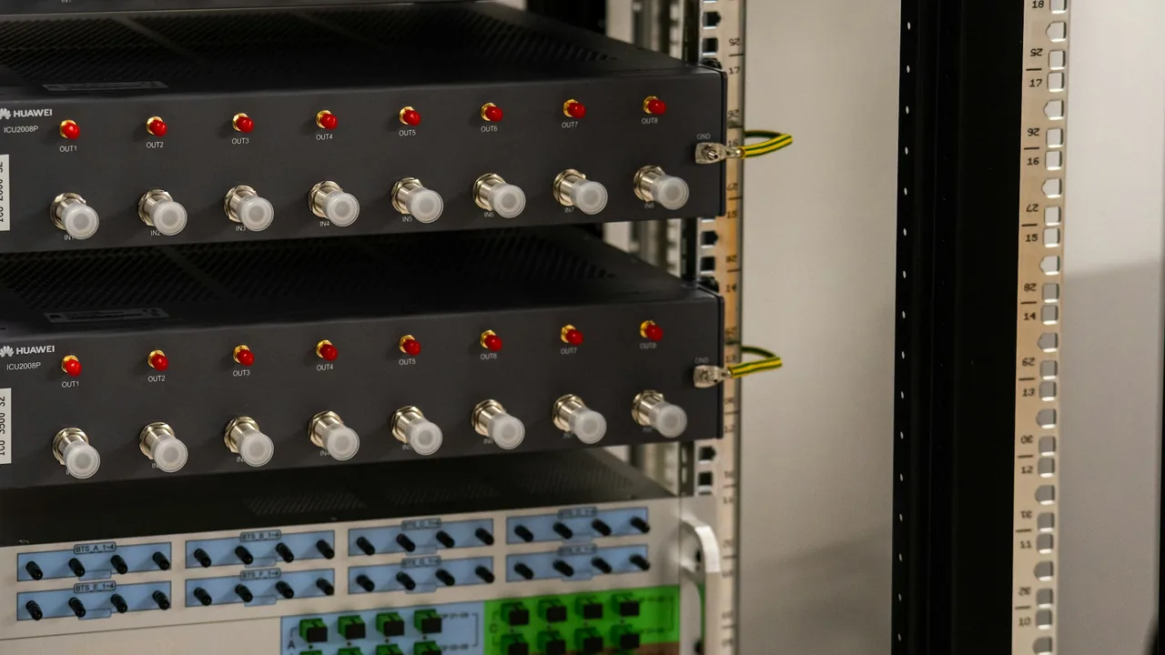 Server racks and network equipment in a data centre